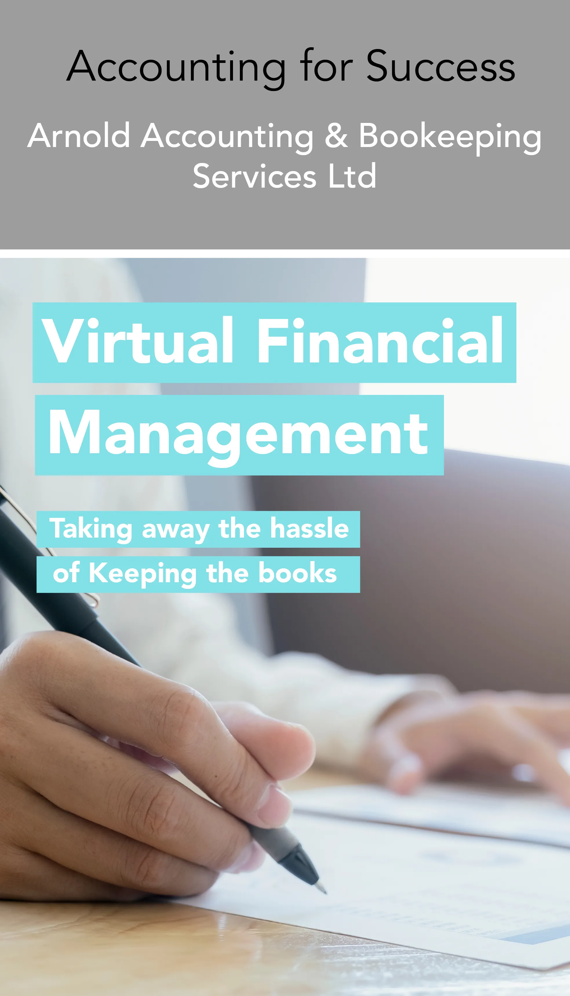 Cover of the Virtual Financial Management leaflet: Taking away the hassle of keeping the books